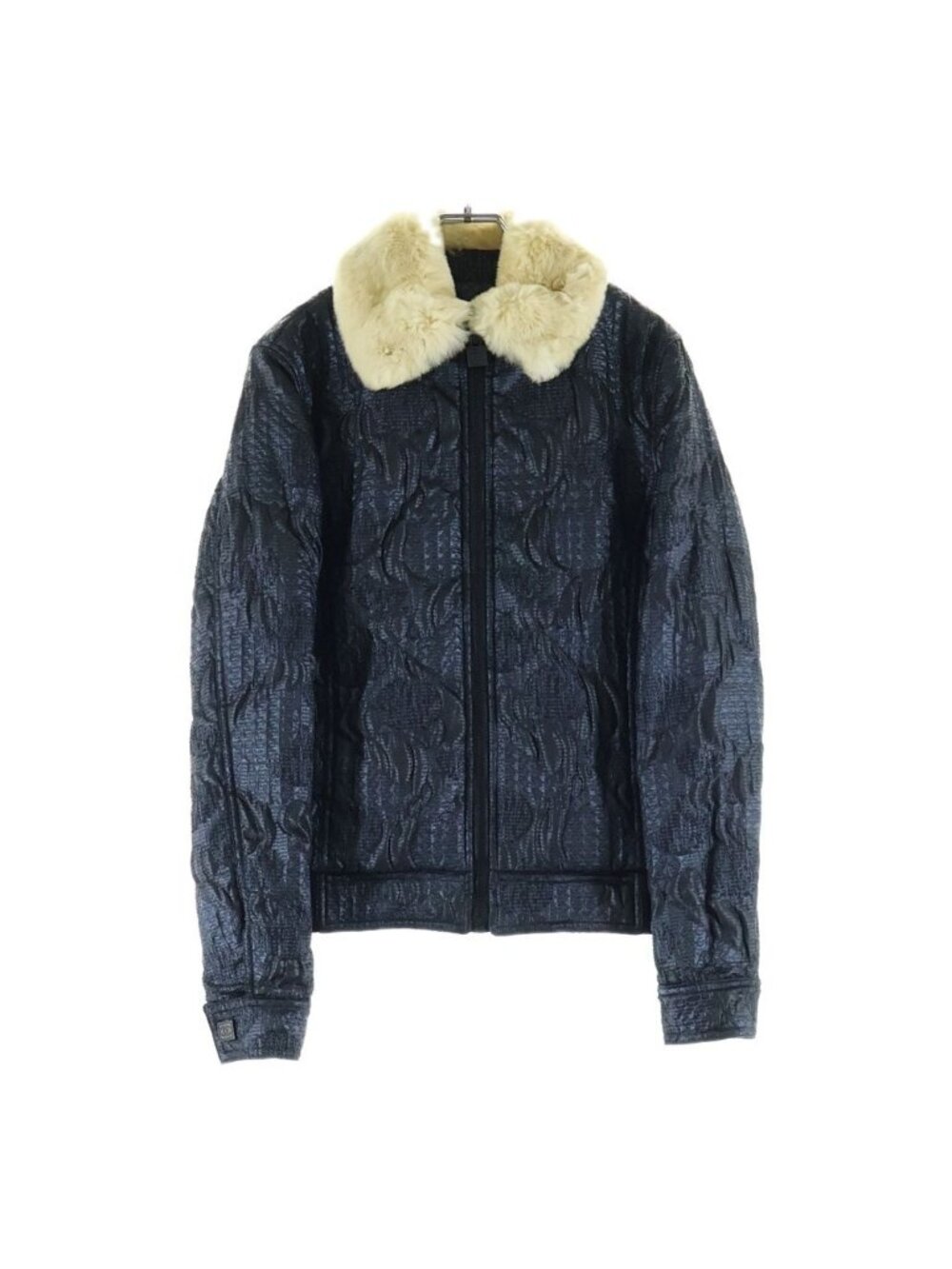 Chanel Sports Line Fur Zip Up Jacket Navy Polyester 08A